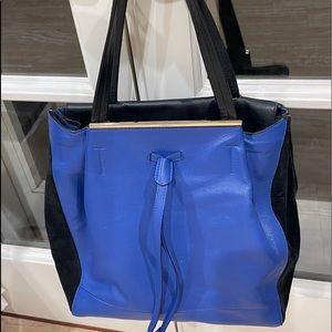 Authentic Furla Leather & Suede Satchel Handbag